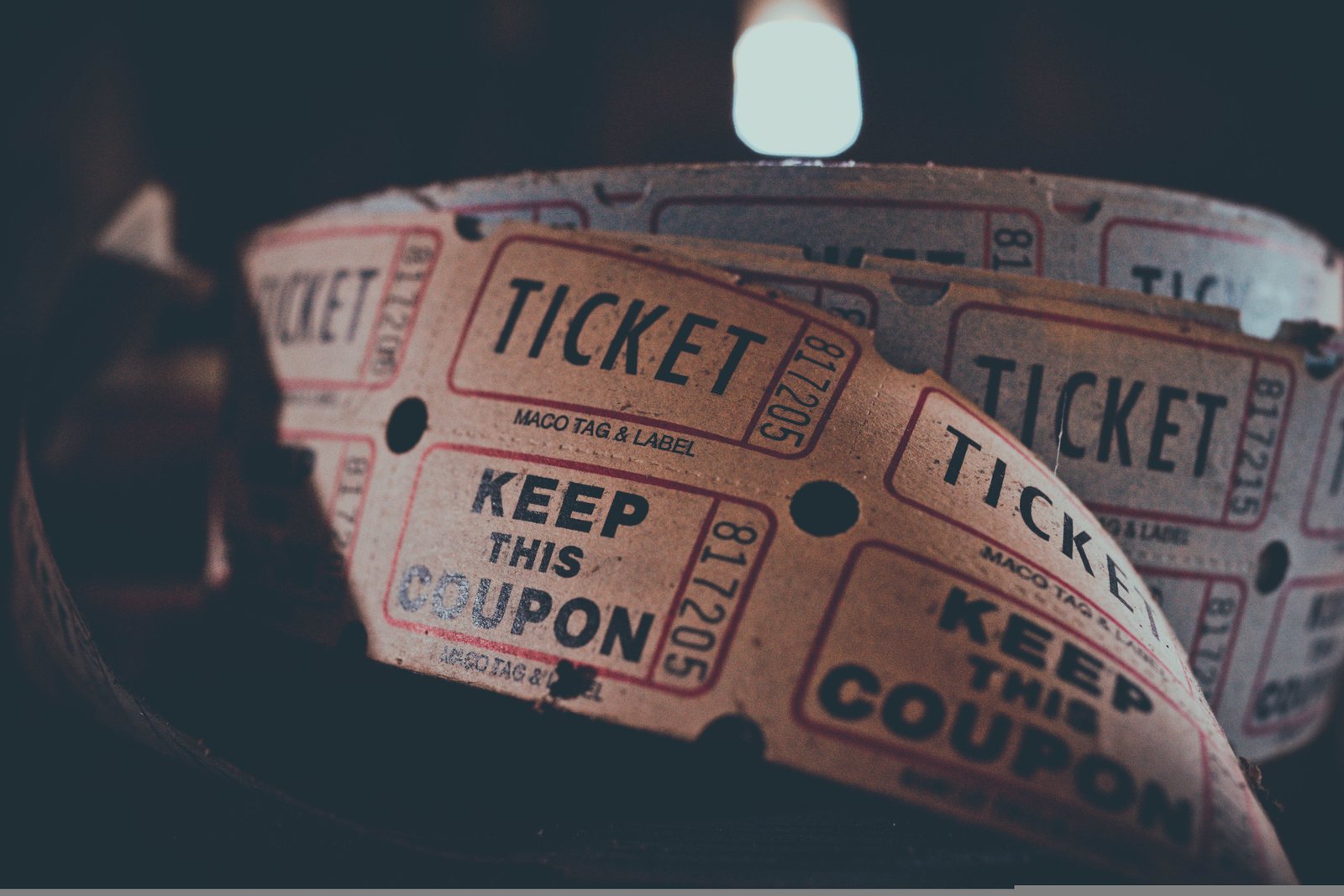 Rolls of vintage raffle tickets